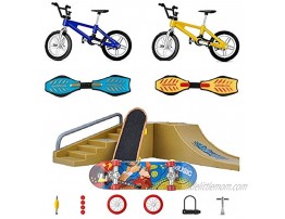 Yoeevi Mini Finger Sports Park Ramp Toys Set Skateboards Bikes Swing Boards  Replacement Wheels and Tools with Ramp and Rail Park Stair Educational Finger Toy Set for Kids Party Favor