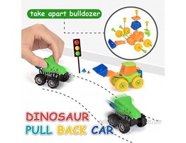 5 Pack Cars Toys for 3 4 Year Old Toddlers Boys and Girls Gift Big Transport Truck with 2 Small Cute Pull Back Dinosaur Cars 2 Take Apart Bulldozer Assorted Vehicles Playset
