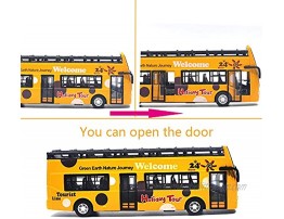 Ailejia Bus Toy Sightseeing Double Decker City Bus Open Top Model Die-Cast Metal Toy Cars Toy Die Cast Pull Back Vehicles Mini Model Car Lights and Music Yellow