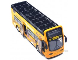 Ailejia Bus Toy Sightseeing Double Decker City Bus Open Top Model Die-Cast Metal Toy Cars Toy Die Cast Pull Back Vehicles Mini Model Car Lights and Music Yellow