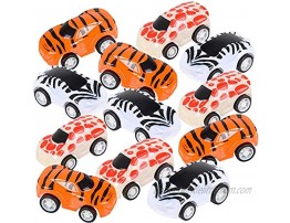 ArtCreativity 2 Inch Safari Pullback Mini Toy Cars Set of 12 Pullback Racers with Fun Animal Patterns Birthday Party Favors for Kids Goodie Bag Fillers Small Carnival & Contest Prize