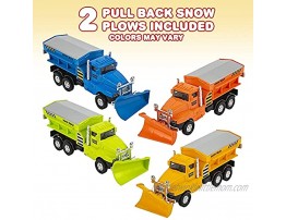 ArtCreativity Pull Back Snow Plow Toys Set of 2 Die-Cast Metal Kids’ Pullback Toys Cool Car Toys for Boys and Girls Snowplow Trucks for Children Great Gift or Birthday Party Favors