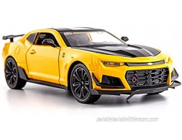 BDTCTK 1 24 Camaro Bumblebee Car Model Toy Zinc Alloy Casting Pull Back Car Sound and Light Toys for Kids Boy Girl Gift Yellow
