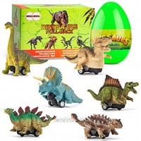 BOKABOKA 6 PCS Jumbo Dinosaur Toy,Dinosaur Pull Back Cars in Easter Egg for 2 3 4 5 6 7 8 Year Old Kids Boys Gril Toddlers,Realistic Looking Dinosaur for Party Favors Dinosaur lovers Classic Edition