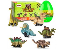 BOKABOKA 6 PCS Jumbo Dinosaur Toy,Dinosaur Pull Back Cars in Easter Egg for 2 3 4 5 6 7 8 Year Old Kids Boys Gril Toddlers,Realistic Looking Dinosaur for Party Favors Dinosaur lovers Classic Edition