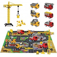 Construction Toys with Play Mat Pull Back Cars Excavator Toys Include Road Signs Dump Truck Construction Vehicles Toys Birthday for 3 4 5 6 Years Old Boys Girls Toddlers