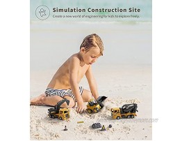 Construction Trucks Toy Set Geyiie Upgraded Construction Vehicles Site for Kids Engineering Toys Playset for Boys Pull Back Cars Excavator Digger Tractor Bulldozer Dump Cement Gifts for Party Favor
