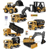 Construction Trucks Toy Set Geyiie Upgraded Construction Vehicles Site for Kids Engineering Toys Playset for Boys Pull Back Cars Excavator Digger Tractor Bulldozer Dump Cement Gifts for Party Favor