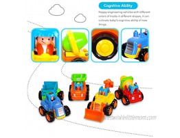 Coolecool Push and Go Friction Powered Cars Pull Back Vehicles Trucks for Baby Toys 18 Months and Up 4 Play Vehicles: Tractor Bulldozer Dumper Cement Mixer