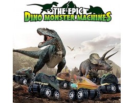 DINOBROS Pull Back Dinosaur Car Toys 4 Pack Dino Toys for 3 Year Old Boys and Toddlers T-Rex Dinosaur Games Monster Trucks
