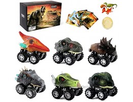 Dinosaur Car Toys for Boys 6 Pack Kids Pull Back Dinosaurs Cars Toy for 3 Year Old Boy Girls Small Dino Fun Mini T-Rex Truck for Toddler Age 3 4 5 6 7 Years Birthday Party Gifts
