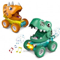 Dinosaur Toys for 2-5 Year Old Boys Pull Back Car Toddler Toys Age 2-4 Monster Trucks with Flashing Lights and Dino Roar Music Toy Cars for Kids Bithday Gifts for 2 3 4 5 Year Old Boys Girls