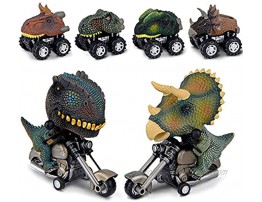 DISEN 6 Pack Dinosaur Car Bulk Toys Pull Back Vehicles Dinosaur Cars for Kids Dinosaur Motorcycle Toys for Boys and Girls Birthday Gift