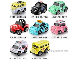Geyiie Toys Pull Back Vehicles Car Toy Play Set 8 Packs Friction Powered Die-cast Cars Trucks Playset for Boys Girls Toddler Kids Indoor Outdoor Gifts Party Favors