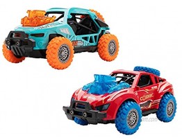 Gilumza 2 Pack Pull Back Car Toys Explosion Bumper Cars Die Cast Vehicles Monster Trucks Tiny Pullback Toy Gift for Kids Boys Christmas Brithday Blue & Red