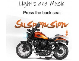 Gilumza Pull Back Vehicles Mini Motorcycle Toys 1:14 Tiny Car Gift with Music Lighting Retro Motorcycles Toy for Boys Kids Christmas Birthday Age 3-12 Year Old Orange
