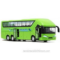 HAPTIME 8.3 inch Diecast Modern Motor Coach Toy with Lights and Music 1:50 Scale Large Pull Back Tour Bus Vehicle Model for Kids Children