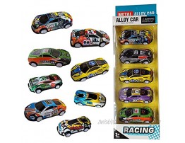 Himeeu Set of 8 Die-cast Racing Cars Pull Back Race Car Vehicles ,3.3 Inch 2.7 Inch Metal Friction Powered Car Toys for Toddlers Birthday Gift