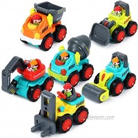 IQ Toys Push & Play Vehicles for Toddlers Kids Boys 6 Pack Friction Powered Action City Construction Engineering Playset with Mini Bulldozer Excavator Dumper Cement Mixer Forklift and Road Paver