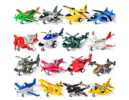JOYIN 16 PC Pull Back Aircraft Airplane Plane Toys Vehicle Playset Including Helicopter Toys Jet Toys Fighter Jet Toys Bomber Toys Biplane Toy and More!