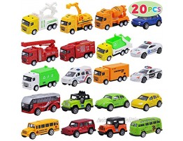 JOYIN 20 Piece Pull Back Cars Die Cast Metal Toy Cars Vehicle Set for Toddlers Kids Play Cars Matchbox Cars for Girls and Boys Child Party Favors Kids Best Gifts