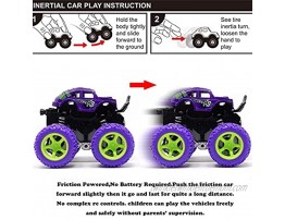 Monster Trucks Toy Car for Boys 4 Pack Pull Back Vehicles Cars 360 Degree Rotation 4 Wheels Drive Durable Friction Powered Push and Go Toys Truck Cars for 3 4 5 6 7 8 Year Old Kids Boys Girls