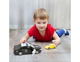 Police Car Toy Friction Powered Rescue Vehicle with Lights and Siren Sounds for Boys Toddlers and Kids Push and Go Pull Back Diecast Emergency Transport Vehicle Car