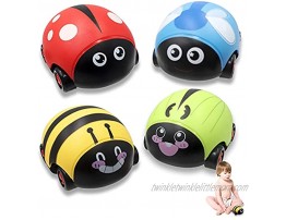 Pull Back Cars for Toddlers Animal Toy Cars for Kids Age 1-3 Baby Race Cute Bug Push Friction Powered Vehicle Play Set Small Kids Birthday Gifts Party Favors 4 Packs