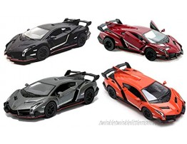 Set of 4 2017 Lambo Veneno Toy Cars 1:32 Scale in Box Red Black Grey Orange