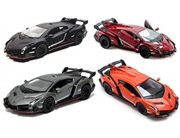 Set of 4 2017 Lambo Veneno Toy Cars 1:32 Scale in Box Red Black Grey Orange