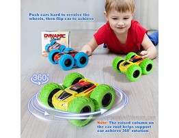Tabiger Pull Back Cars 2-Pack Double-Sided Flips Car Toys for Boys Friction Powered 360° Rotating Monster Toy Truck Inertia Vehicle Push and Go Car Birthday Gifts for Kids 3 4 5 6 7 Years Old