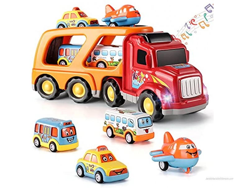 Temi Toys for 1 2 3 4 5 6 Year Old Boys,5 in 1 Carrier Truck Transport Car Play Vehicles Toys Toddler Boy Toys for Girls Kids Toddlers