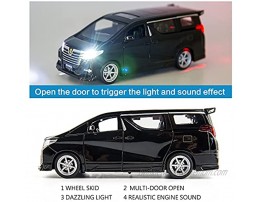 TGRCM-CZ 1 32 Rowen Alphard Car Model Zinc Alloy Pull Back Car with Sound and Light for Kids Boy Girl Gift Metal Body Door can be Opened Black