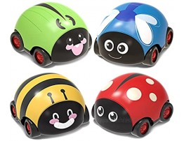 Toddler Toys for 1 2 3 Year Old Girls Boys Pull Back Cars Gifts for 1-3 Year Old Girls Friction Powered Vehicle Playset Toddler Toys for Girls Age 1-3 Push and Go Back Baby Car Toys 4 Pack
