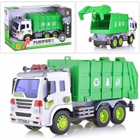 Toy Garbage Sanitation Truck for Boys | Durable Toddler Recycling and Trash | Green Waste Management Vehicle | Friction Powered with Lights and Sounds