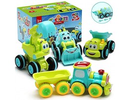 Toys for a 2 Year Old Boy 4 Friction Powered Trucks for 2+ Year Old Boys Push & Go Cars Cartoon Construction Vehicle Set Best Toddler Boys Toys & Toy Trucks Play Pull Back Car Idea