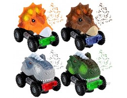 Toyvelt Dinosaur Pull Back Cars Toys 4-Pack Colorful Dinosaur Car Toy Mini Pullback Vehicles with Big Tires Great Present for Kids Toddlers Boys and Girls Ages 3 4 -12 Year Old
