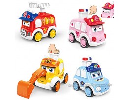 ZMZS Baby Cars Toy for 3 Year Old Boy Toddler Push Go Toy Wind Up Cars 4PCS  Friction Powered Press Vehicles Infant Frist Birthday Gift for 36 Months Kids Girls