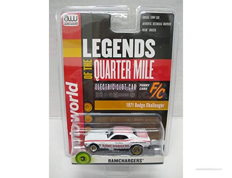 Auto World SC356-3 Legends of The Quarter Mile RAMCHARGERS '71 Challenger HO Scale Electric Slot Car