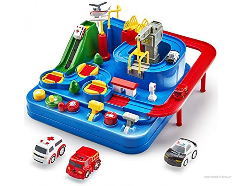 CubicFun Race Tracks for Boys Car Adventure Toys for 3 4 5 6 7 8 Year Old Boys Girls City Rescue Preschool Educational Toy Vehicle Puzzle Car Track Playsets for Toddlers Kids Toys Boy Toys Gifts