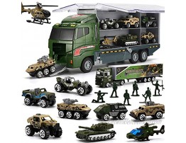 26 Pcs Military Truck with Soldier Men Set2 in 1 Mini Die-cast Battle Car in Carrier Truck Army Toy Double Side Transport Vehicle for Kid Child Girl Boy Play Birthday Party Favors
