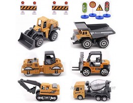 Alloy Construction Engineering Vehicle Toys Set 12 Pack Stacker,Big Forklift,Heavy Duty Roller,Excavator,Heavy Transport Vehicle,Engineering Mixer Set for Kids Boys
