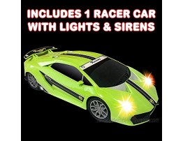 ArtCreativity Green Racer Car with Lights and Sounds Light-Up Push n Go Racer Car for Kids LED Headlights and Engine Sound Best Birthday Gift for Boys Girls Toddlers Ages 3+