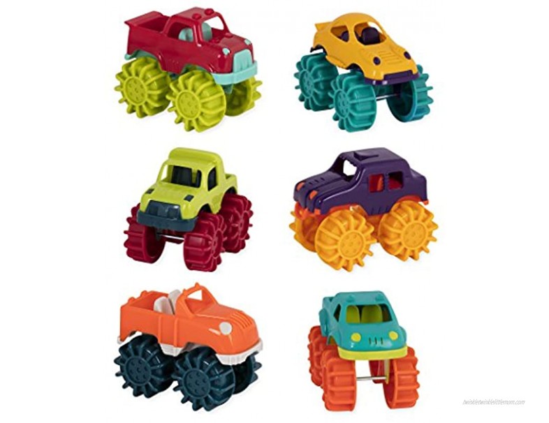 Battat Mini Monster Trucks – Set of 6 Mini Trucks for Toddlers in Storage Bag for 2 years +