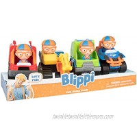 Blippi Toy Vehicles Playset of 4 Larger 3 Inch Size Includes Excavator Mobile Fire Engine Truck & Garbage Truck Age 3+ Construction Play Toys
