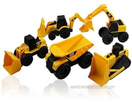 Caterpillar CAT Mini Machine Construction Truck Toy Cars Set of 5 Dump Truck Bulldozer Wheel Loader Excavator and Backhoe Free-Wheeling Vehicles w Moving Parts -Great Cake Toppers