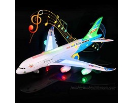 Feroxo Airplane Toys Airbus A380 Jet Plane Realistic LED Lights & Engine Sounds,Bump and Go Action Electric Light Up Toys for Boys Girls Toddlers Kids Age 2 and UpColors May Vary