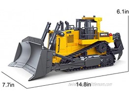 Fisca Remote Control Bulldozer RC 1 16 Full Functional Construction Vehicle 2.4Ghz 9 Channel Dozer Front Loader Toy with Light and Sound for Kids Age 6 7 8 9 10 and Up Years Old