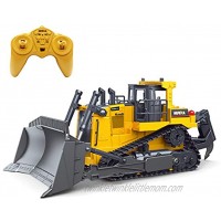 Fisca Remote Control Bulldozer RC 1 16 Full Functional Construction Vehicle 2.4Ghz 9 Channel Dozer Front Loader Toy with Light and Sound for Kids Age 6 7 8 9 10 and Up Years Old