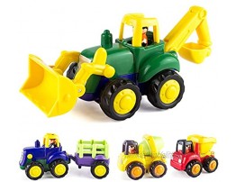 Friction Powered Cars for 2 3 Year Old Boy & Girl Toddler Car Toy with 4 Sets Tractor Truck Dumper Bulldozer Toy Construction Vehicles Truck Toy Birthday for 18M 20M 24M+